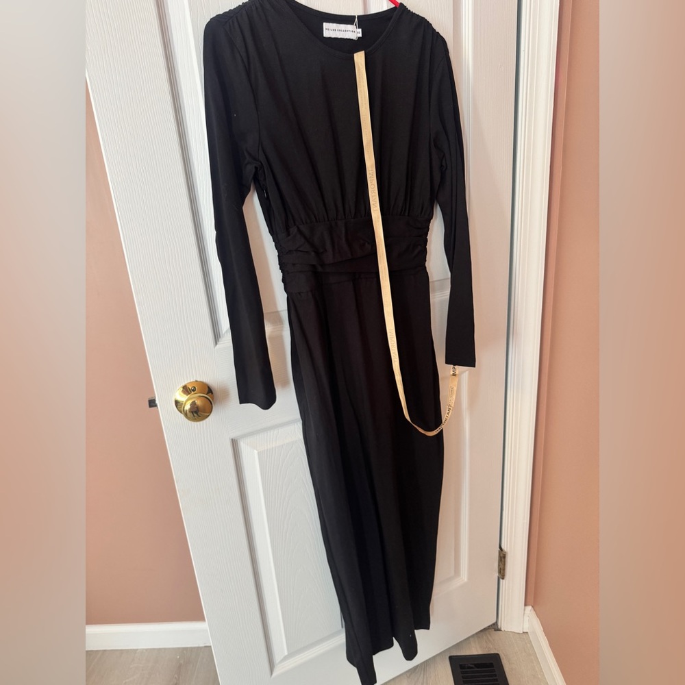 NWT Veiled collection black long sleeve maxi XS cinched waist & jersey material